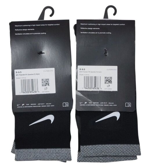 Nike Spark Cushioned Running Crew Socks Women 9.5-11 Men 8-9.5 Reflective 2 Pair - Picture 7 of 10